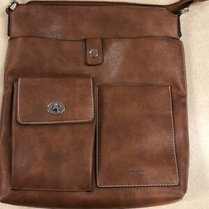 Elegant Brown Vegan Shoulder/Crossbody Bag
